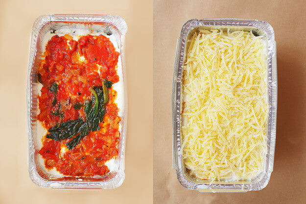 Приготовление - Вегетарианская лазанья с тремя видами сыра и томатным соусом - Шаг 7
