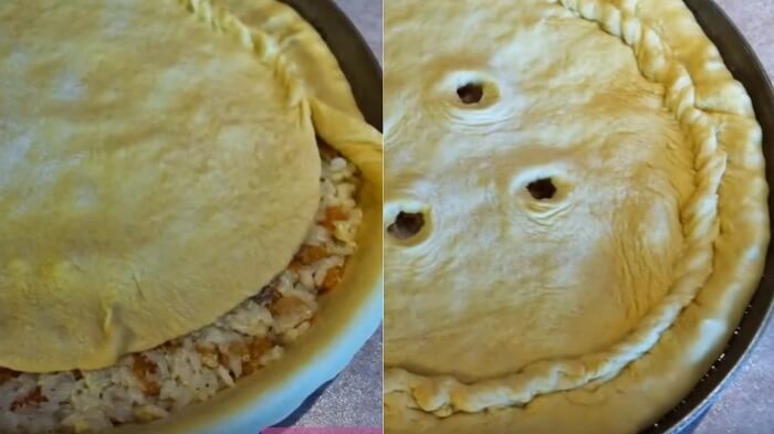 Приготовление - Рецепт приготовления необычного закрытого пирога с рисом и изюмом - Шаг 7
