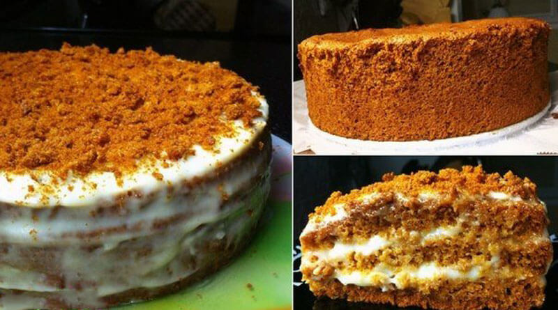 Бисквитный торт «Медовый». Нежный, вкусный и приготовить легко!