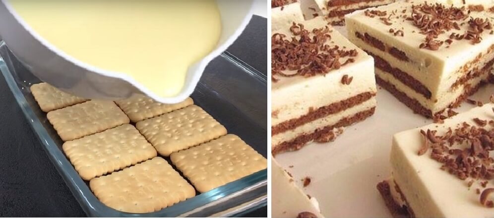 Нежный торт без выпечки с хрустящим печеньем, воздушным творогом и сметанным кремом! Ваши родные потребуют от вас добавки, будьте готовы к этому!