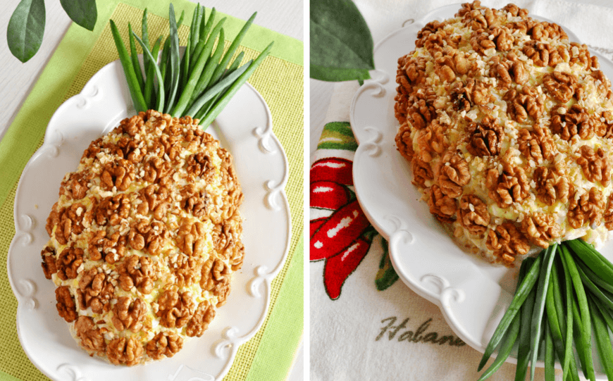 Праздничный и нарядный салат «Ананас» с курицей
