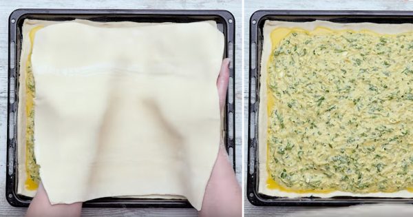 Приготовление - Рецепт греческого сырного пирога «Тиропита» Tiropita из слоеного теста - Шаг 7