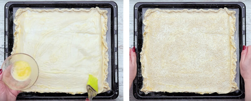 Приготовление - Рецепт греческого сырного пирога «Тиропита» Tiropita из слоеного теста - Шаг 8