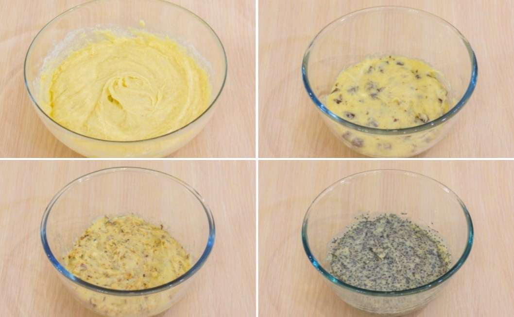 Пошаговое приготовление  кекса «Три вкуса»