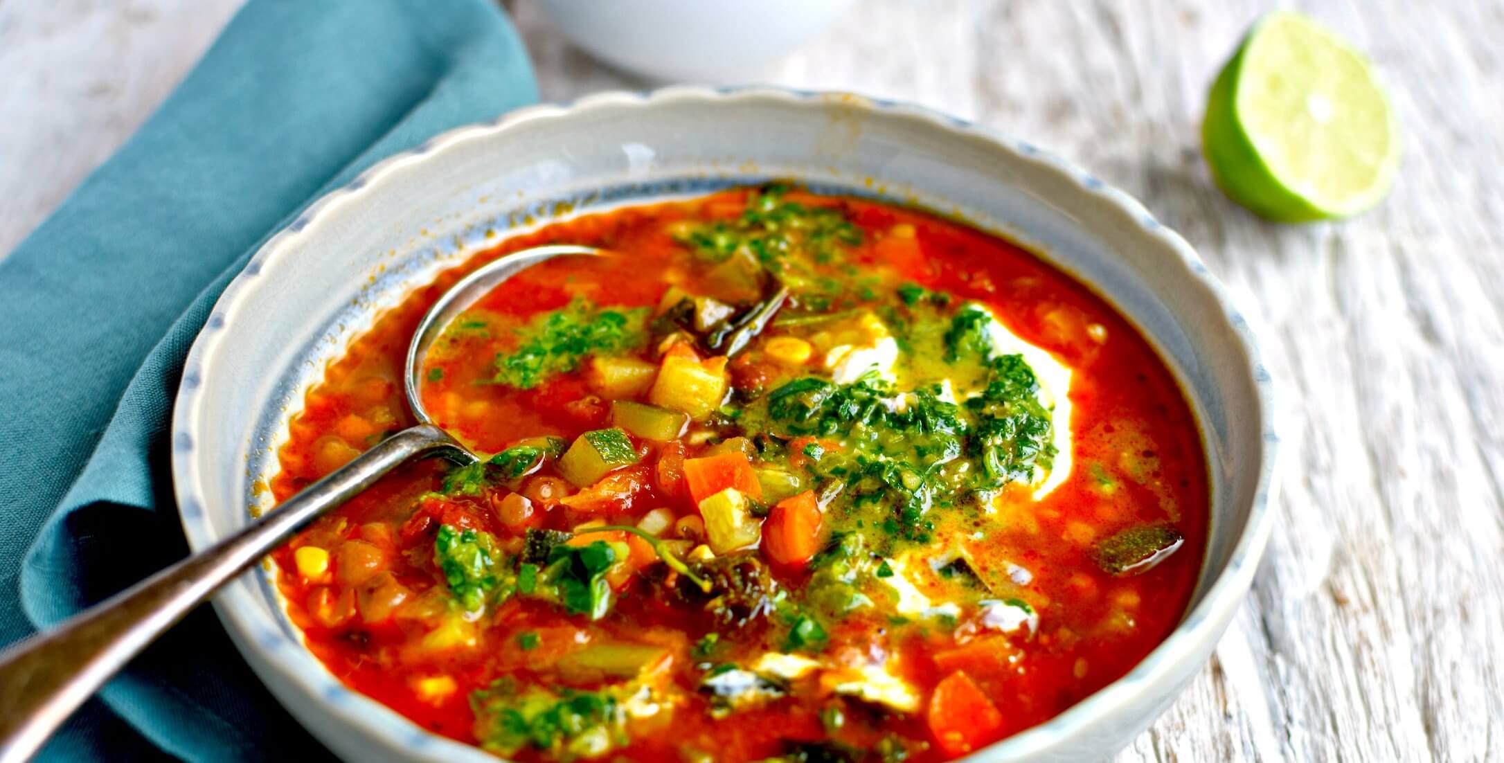 Овощной суп с авокадо