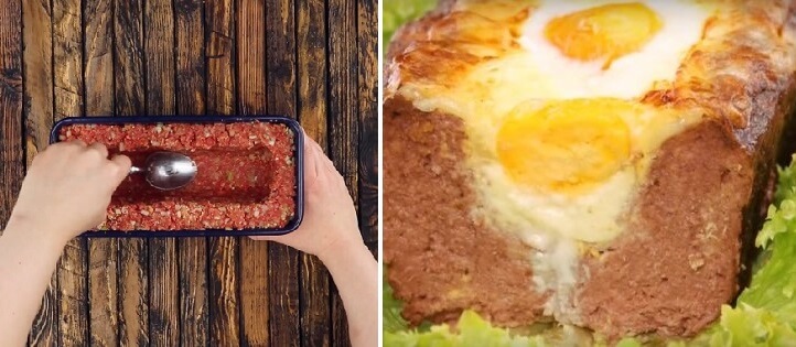 Вкусная запеканка с румяной корочкой из фарша с яйцом