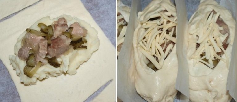 Потрясающий рецепт булочек из слоеного теста с мясом, сыром и овощами