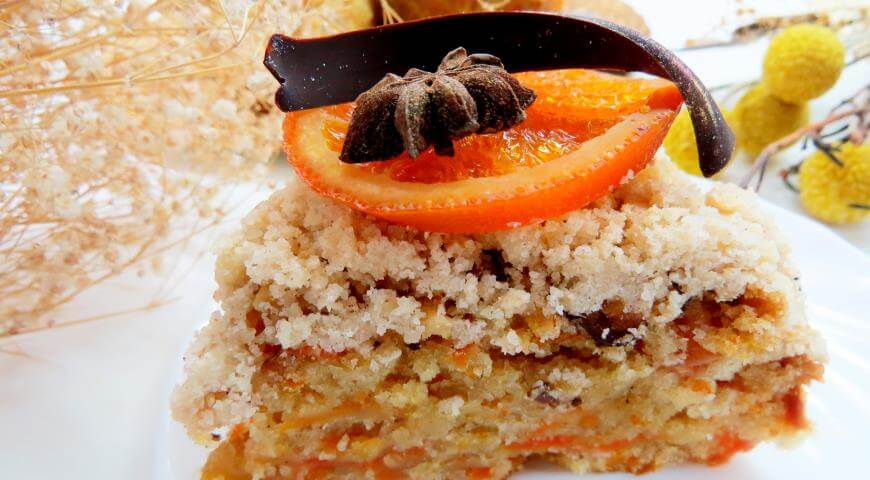 Рецепт постного морковного пирога со сладкой кондитерской крошкой – штройзелем
