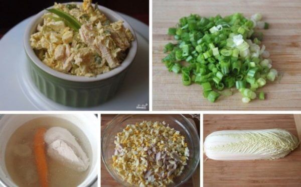 1. Салат с курицей, пекинской капустой и кукурузой