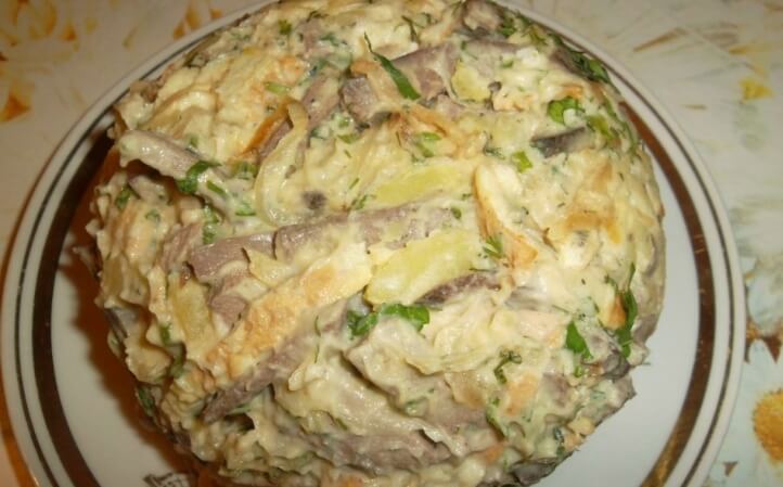 Необычный сытный салат «Алма-Ата» из печени