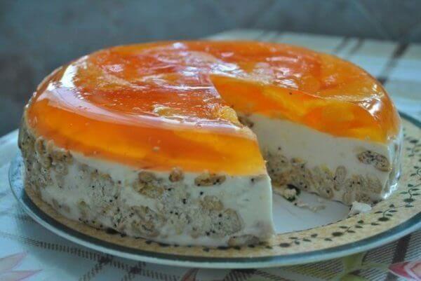 Торт «Апельсинка» без выпечки: пошаговый рецепт