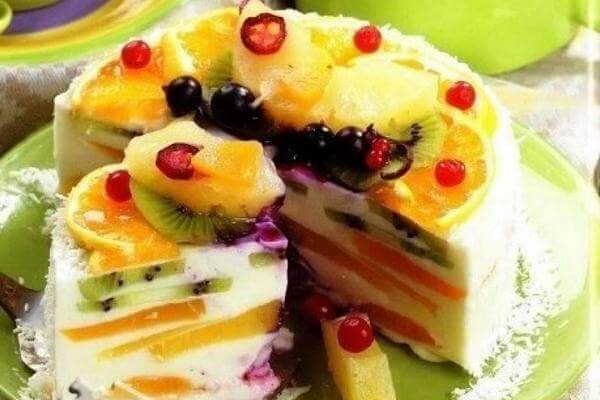 Творожный торт «Волшебный» с фруктами