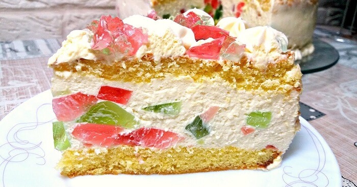 Вкуснейший бисквитный торт с желе «Феерия» на Новогодний стол
