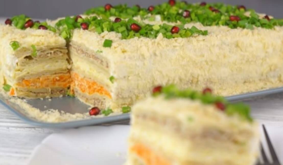 Закусочный торт «Наполеон» пошаговый рецепт с фото